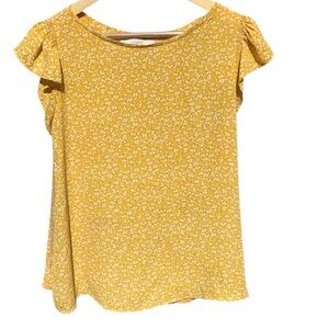 LOFT Yellow Floral Blouse Size M Good Condition